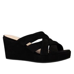 Pelle Moda Black Wedge Sandals
